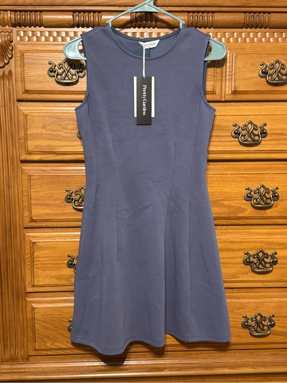 Pretty Garden Sleeveless Mini Dress in Slate Blue